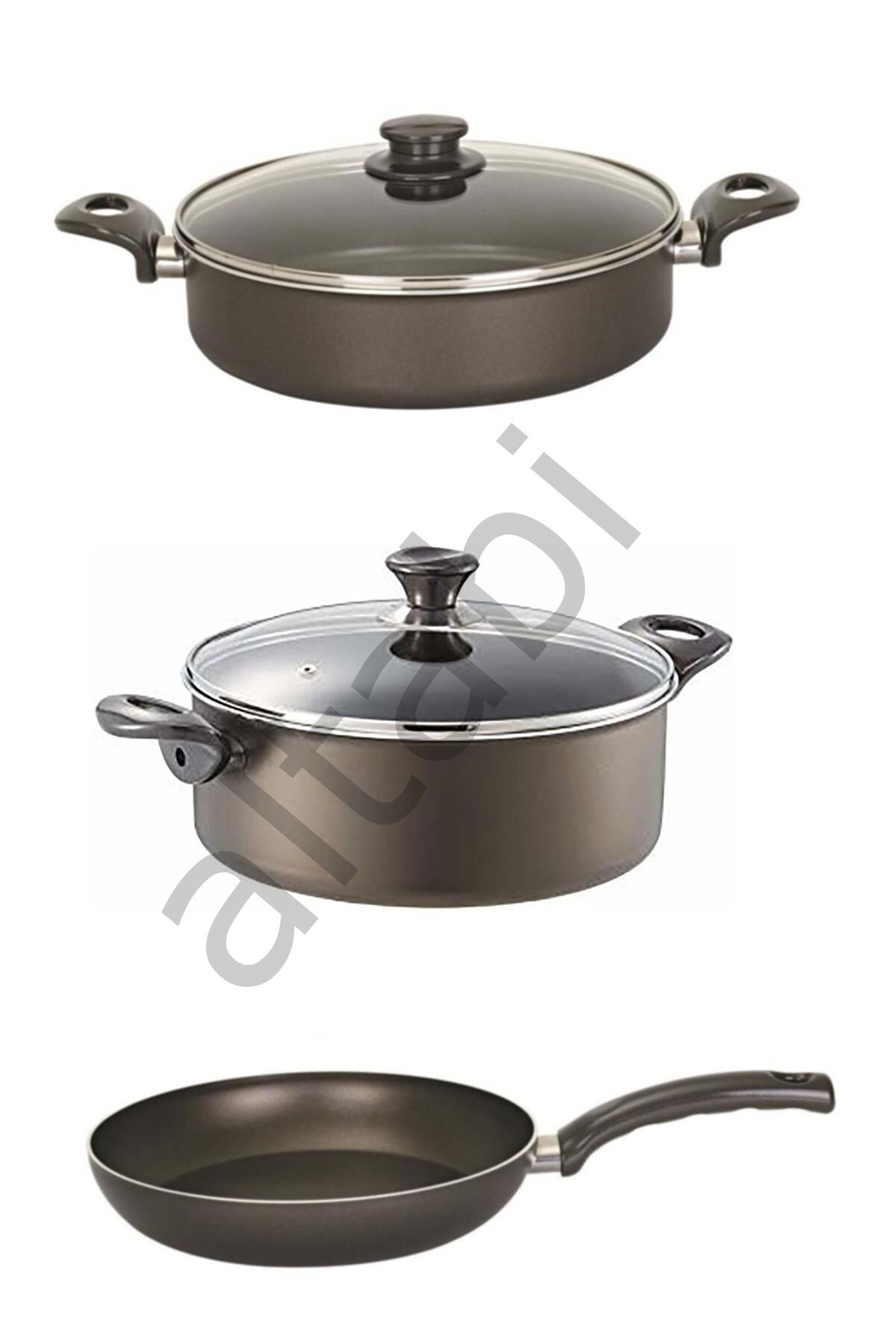 Mehtap Onyx Teflon 26 CM Karnıyarık Ve Tava 24 CM Derin Tencere