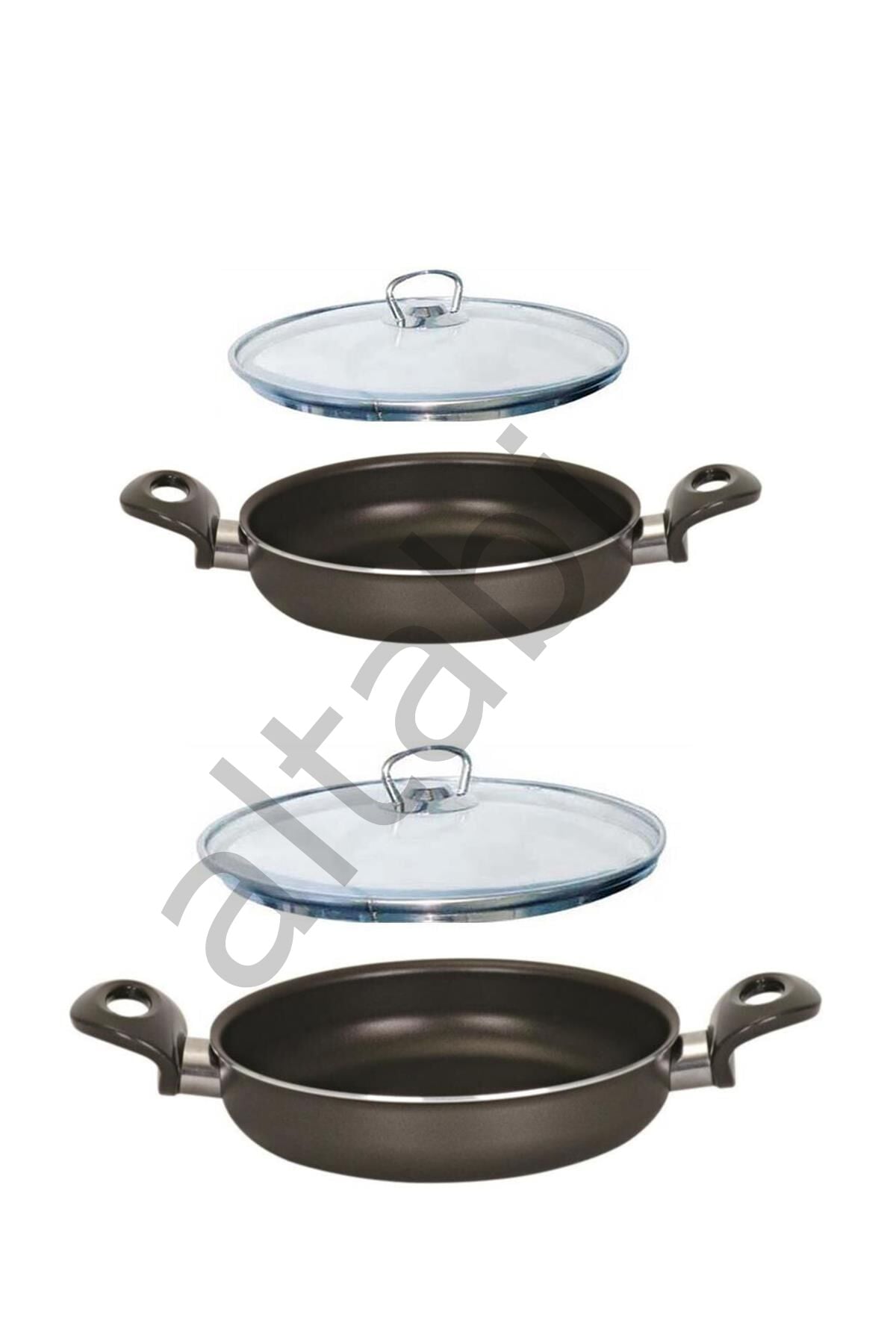 Mehtap Onyx Teflon Sahan Set 20+16 CM Cam Kapaklı