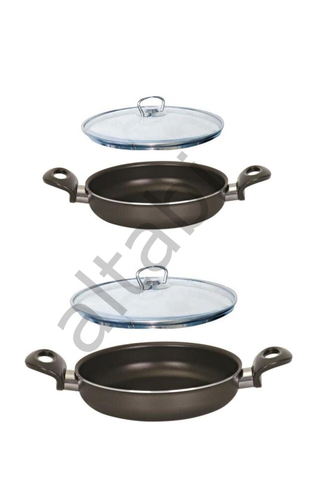 Mehtap Onyx Teflon Sahan Set 20+16 CM Cam Kapaklı