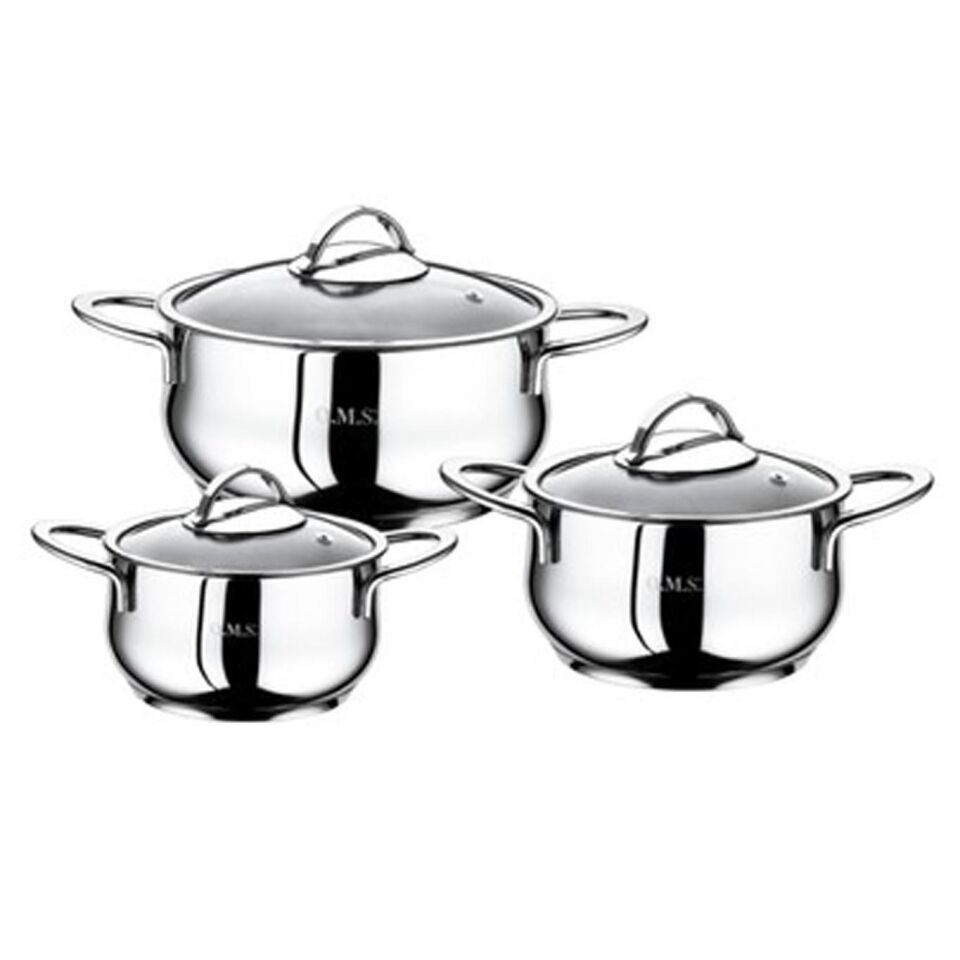 Oms Çelik Tencere Seti Güveç Model 3lü Çelik Tencere