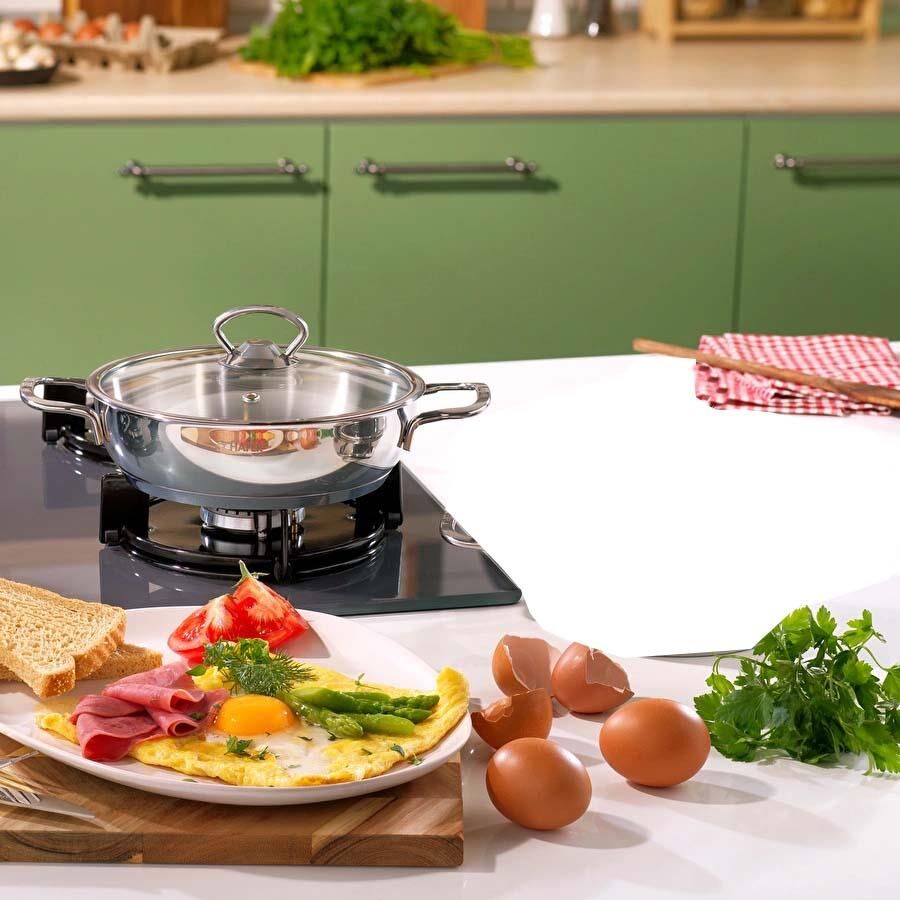 Schafer Cam Kapaklı Çelik Sahan 16 CM