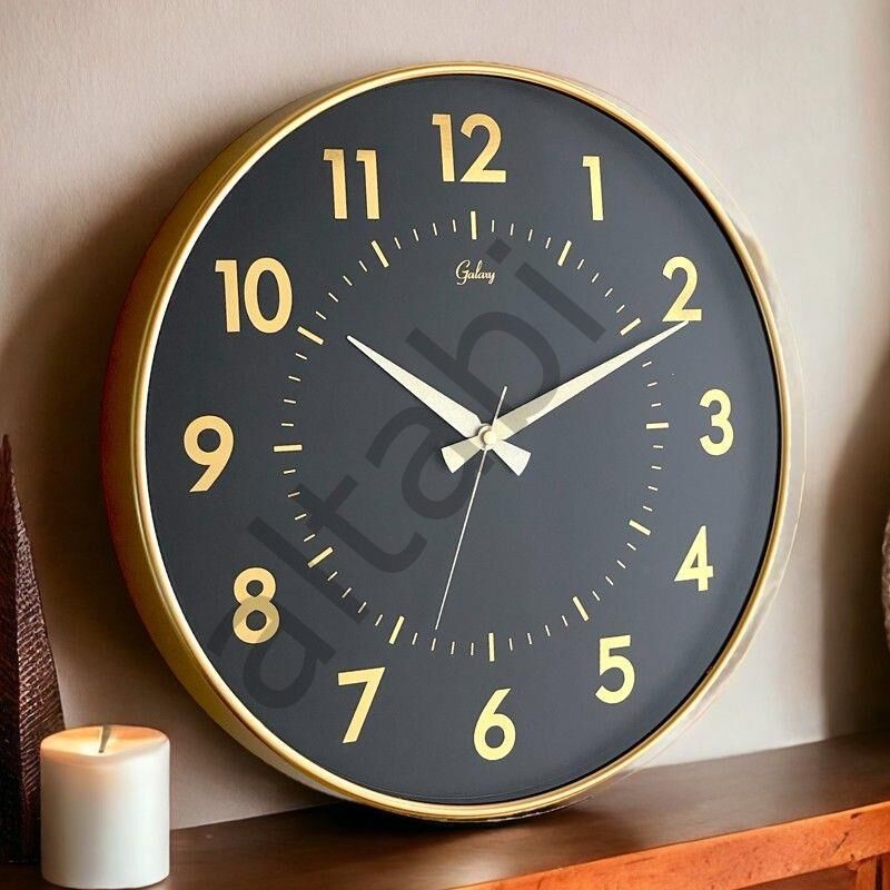 Dekoratif Duvar Saati Gold Renk Siyah