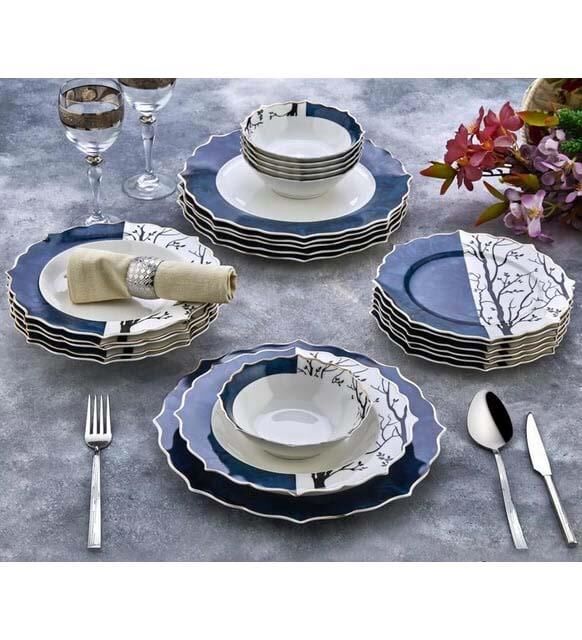 Porselen 24 Parça Yemek Takımı Hayat Ağacı Desen Süper İnce Tasarım