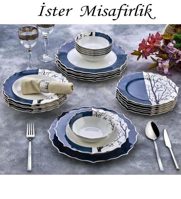 Porselen 24 Parça Yemek Takımı Hayat Ağacı Desen Süper İnce Tasarım