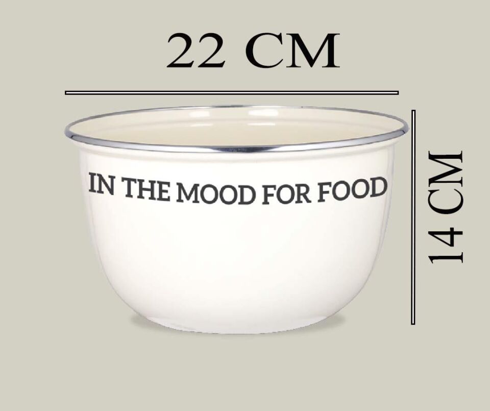 Emaye Karıştırma Kabı Krem Renk 22 CM