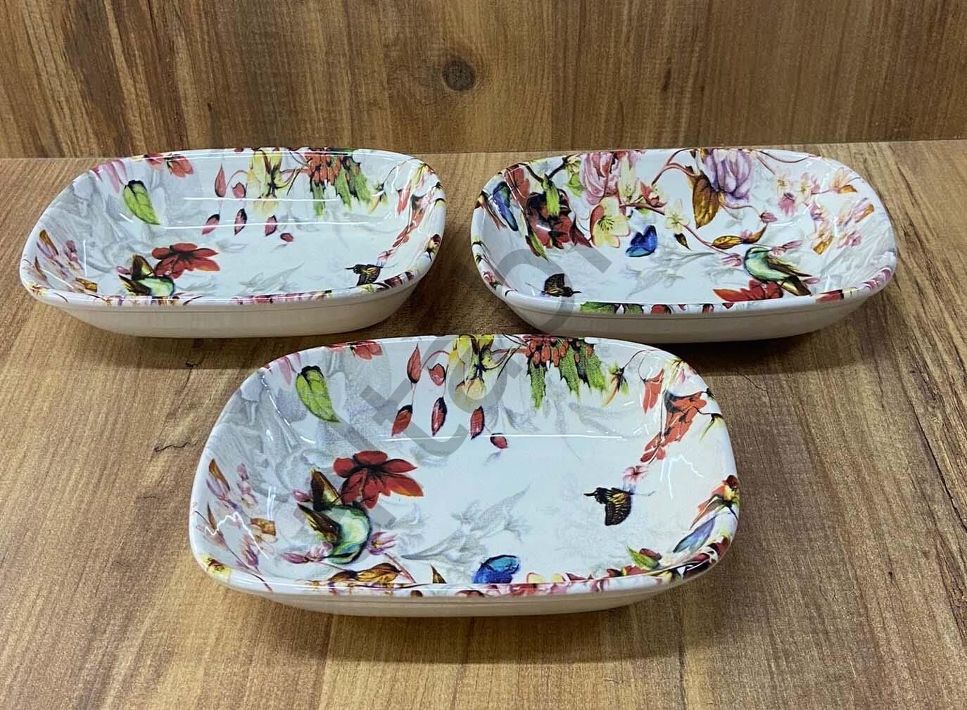 Seramik 3lü Kayık Tabak Mezelik Salata Tabağı