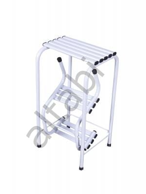 Metal Tabure Merdiven 3 Basamaklı Beyaz Renk Tabureli Merdiven