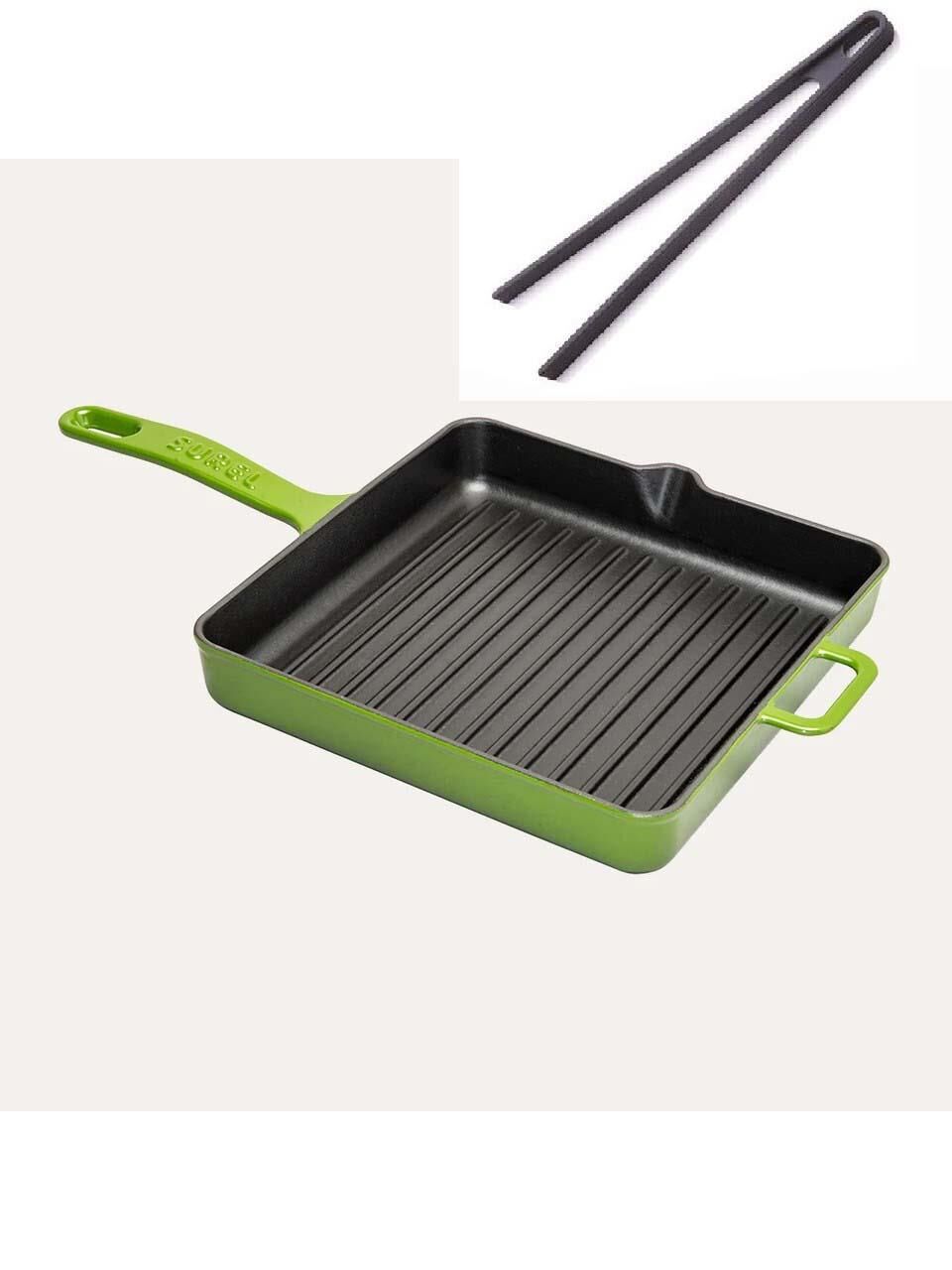 Demirdöküm Kare Izgara Tava 30 CM Yeşil Silikon Maşa