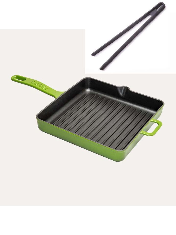 Demirdöküm Kare Izgara Tava 30 CM Yeşil Silikon Maşa