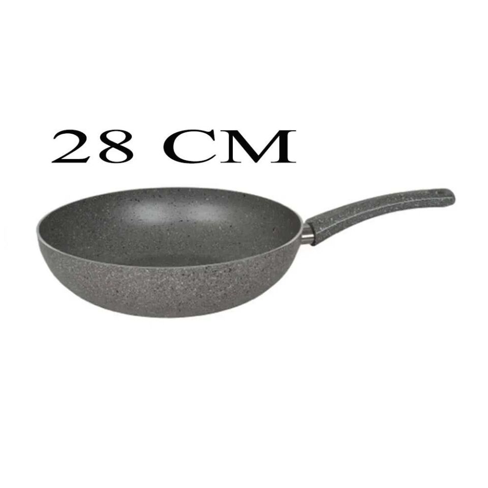 Mehtap Granit Wok Tava 28 CM Cam Kapaklı