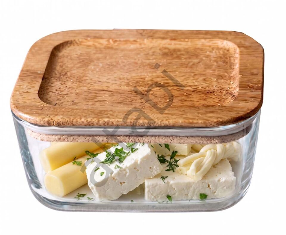 Akasya Ahşap Kapaklı 6'lı Kahvaltılık Saklama Kabı Seti - 270 ML Vakumlu & Sızdırmaz Cam Kavanoz