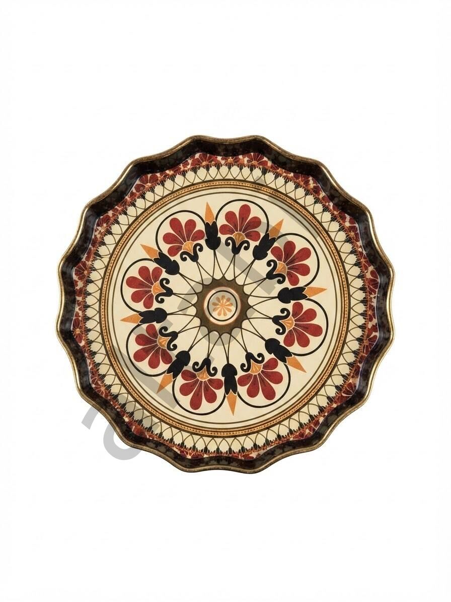Dijital Baskılı Cam Servis Tepsisi – Yuvarlak Tepsi 38 CM Mandala