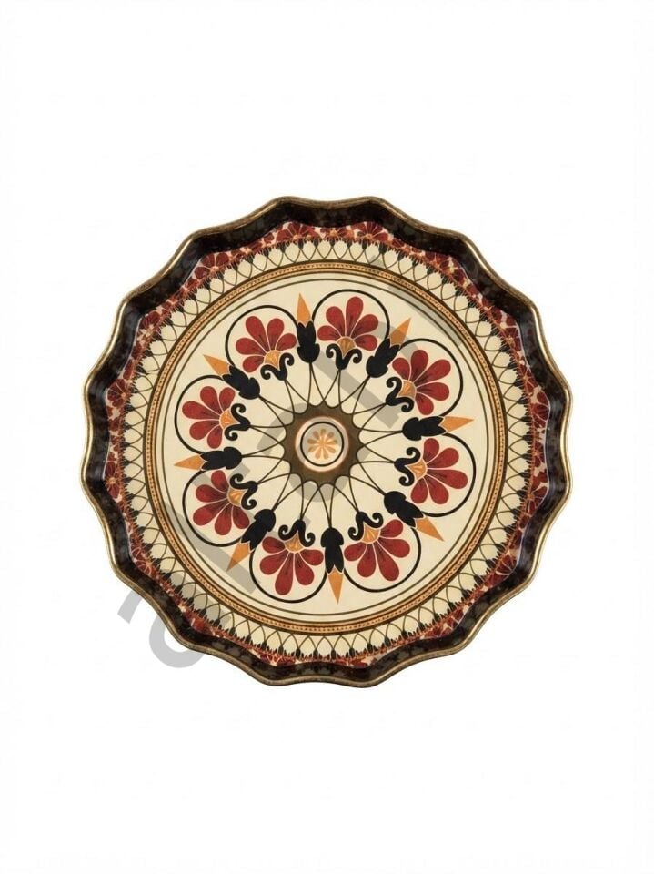 Dijital Baskılı Cam Servis Tepsisi – Yuvarlak Tepsi 38 CM Mandala