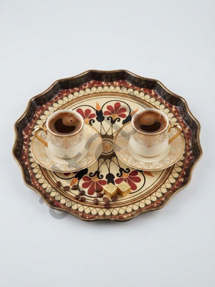 Dijital Baskılı Cam Servis Tepsisi – Yuvarlak Tepsi 38 CM Mandala
