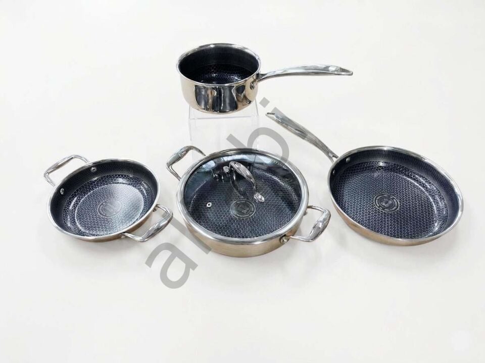 Profesyonel Hibrit Paslanmaz Çelik 4lü Mutfak Seti 24 cm Karnıyarık-24 Tava-20 Sahan-16 cm Sosluk