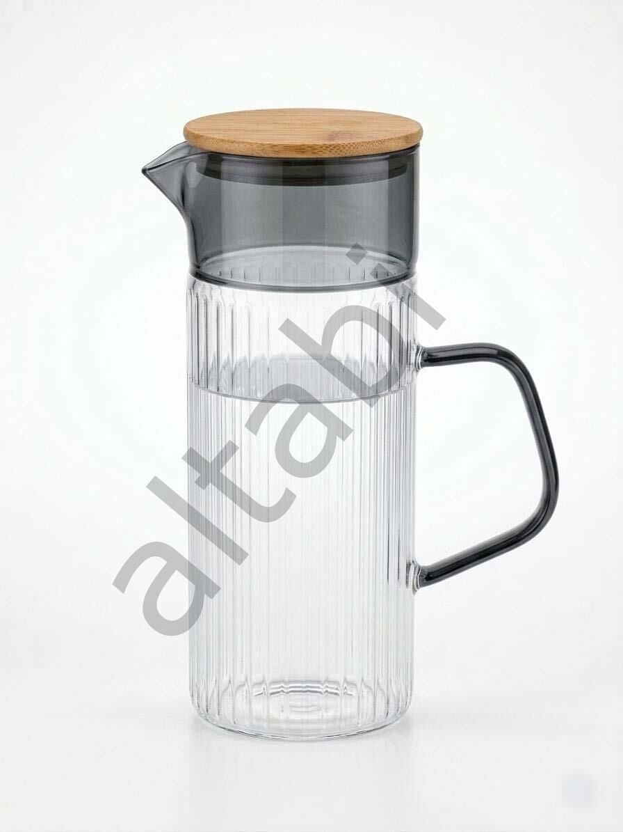 Premium Borosilikat Cam Sürahi - Renkli Tasarım Kulp1500 ML Kapasite