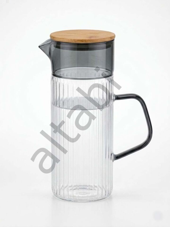 Premium Borosilikat Cam Sürahi - Renkli Tasarım Kulp1500 ML Kapasite