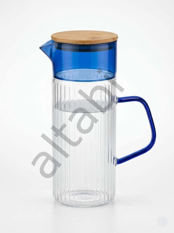 Premium Borosilikat Cam Sürahi - Renkli Tasarım Kulp1500 ML Kapasite