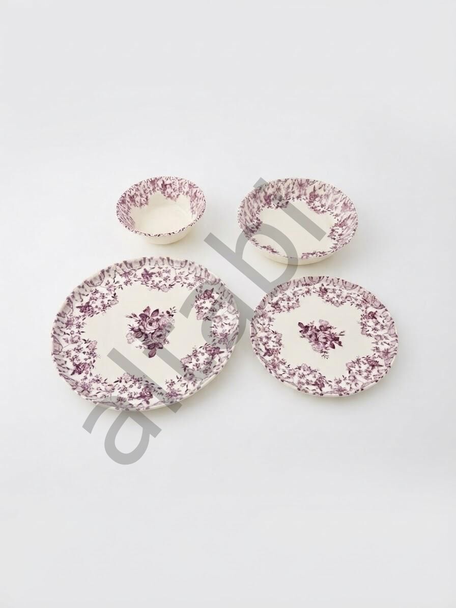 Porselen 24 Parça Yemek Takımı Vintage Desen Rose Garden