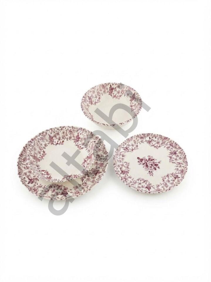 Porselen 24 Parça Yemek Takımı Vintage Desen Rose Garden