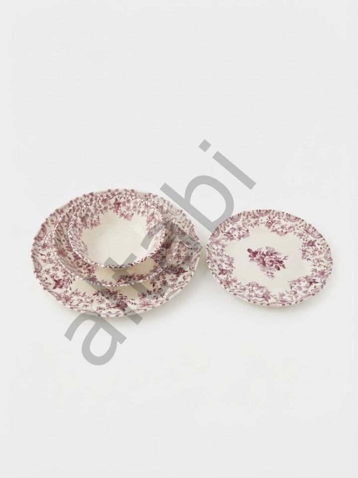 Porselen 24 Parça Yemek Takımı Vintage Desen Rose Garden